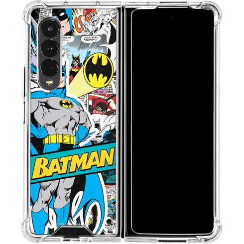 DC Comics Batman Vintage Pose Collage Art Galaxy Z Fold4 5G Clear Case